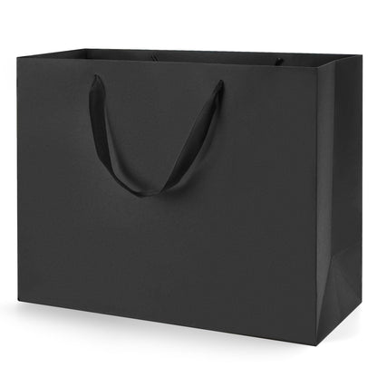 MOXARYSU Large Black Gift Bags: 12.5x4.5x11 Inch 48pcs Kraft Paper Bags Bulk For Party Shopping Birthday Wedding (L,48)