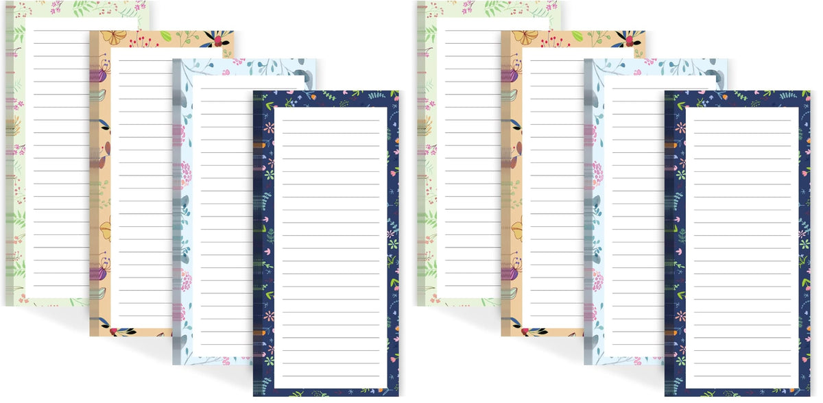 Joyberg Magnetic Notepads for Refrigerator - Flower Design, 50 Sheets Per Pad, 4 Pack Memo Pads for Grocery Lists and To-Dos