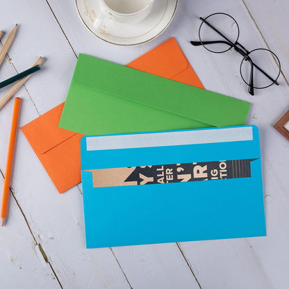 50 Pack Colorful #10 Business Envelopes Self Seal Letter Envelope