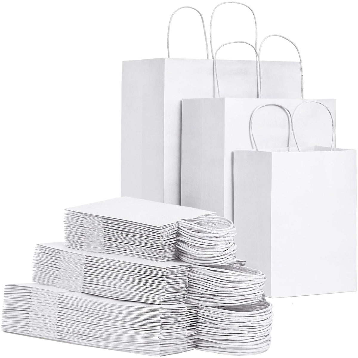 FACEBAG 90-Pack Brown Kraft Paper Bags with Handles Bulk, Assorted Sizes Gift Bags，Grocery，Retail，Party，Birthday，Shopping，Business，Goody，CraftMerchandise Take Out Sacks