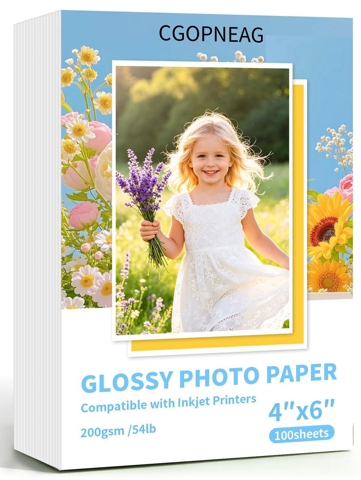 Glossy Photo Paper, Premium 4x6 Photo Paper 200 GSM/54 LB, 100 Sheets for Dye Inkjet Printers Only, Fast-Drying & Smudge-Proof, Ultra-Glossy Vivid Prints, Ideal for Home, Scrapbooks & Frame