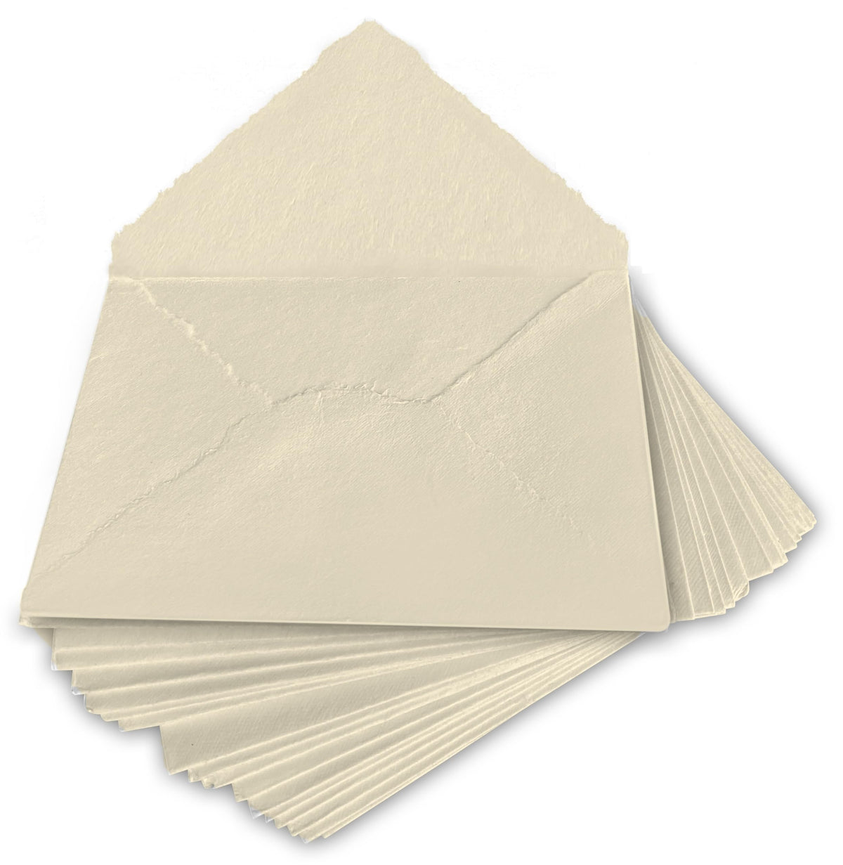 Wanderings Handmade Cream/Ivory Deckle Edge Envelope - Medium Size 5.25" x 7.25" Package of 25 - for Save the Dates, Wedding Invitations, Calligraphy, Letterpress - 150 GSM