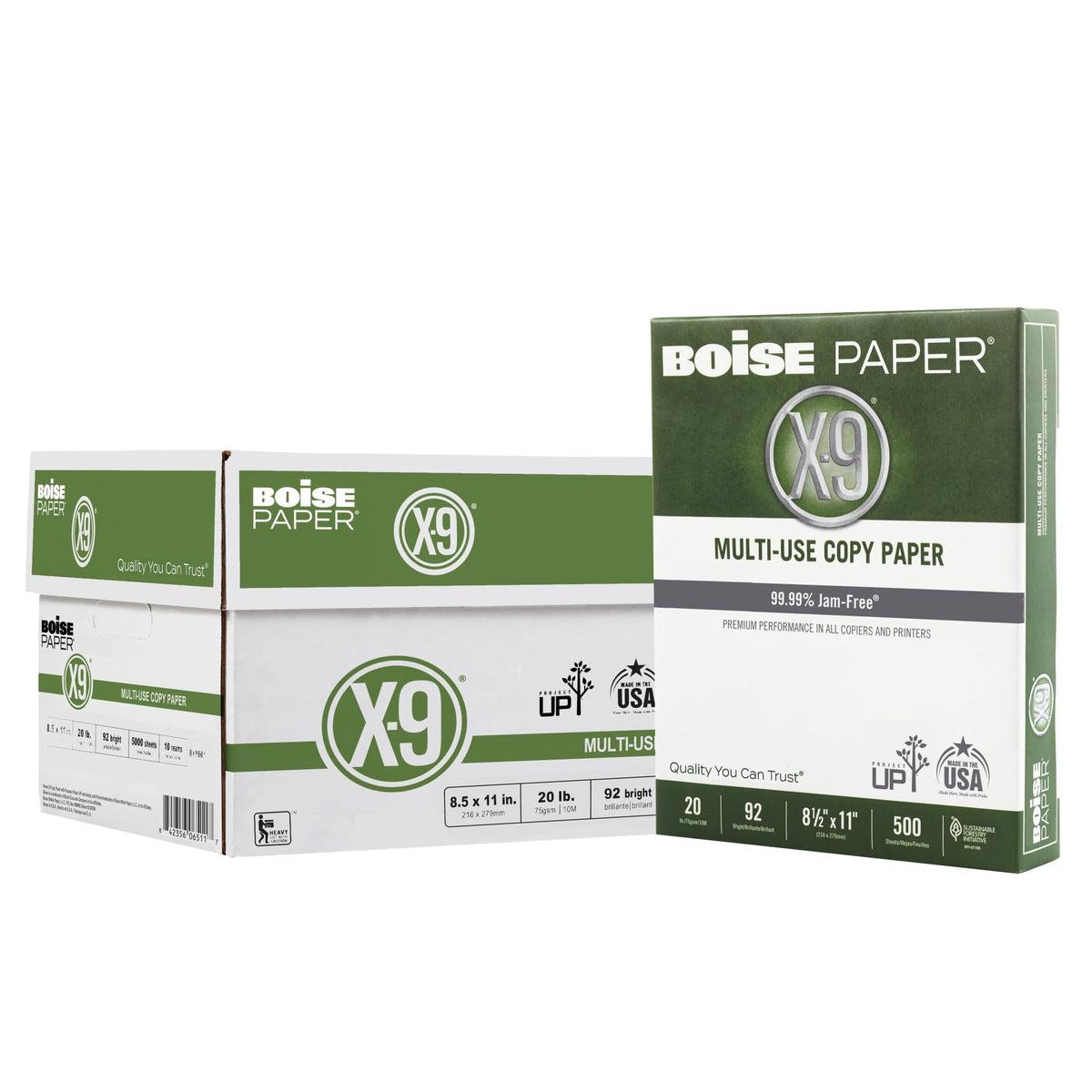 Boise X-9 Multi-Use Printer & Copy Paper, 5 Reams, White, Ledger (11in x 17in), 2500 Sheets Per Case, 20 Lb, 92 Brightness