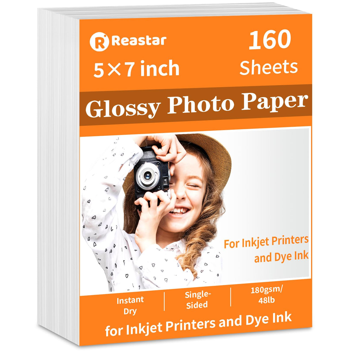 Reastar Glossy Photo Paper 4×6 in, 160 Sheets Inkjet Photo Printer Paper