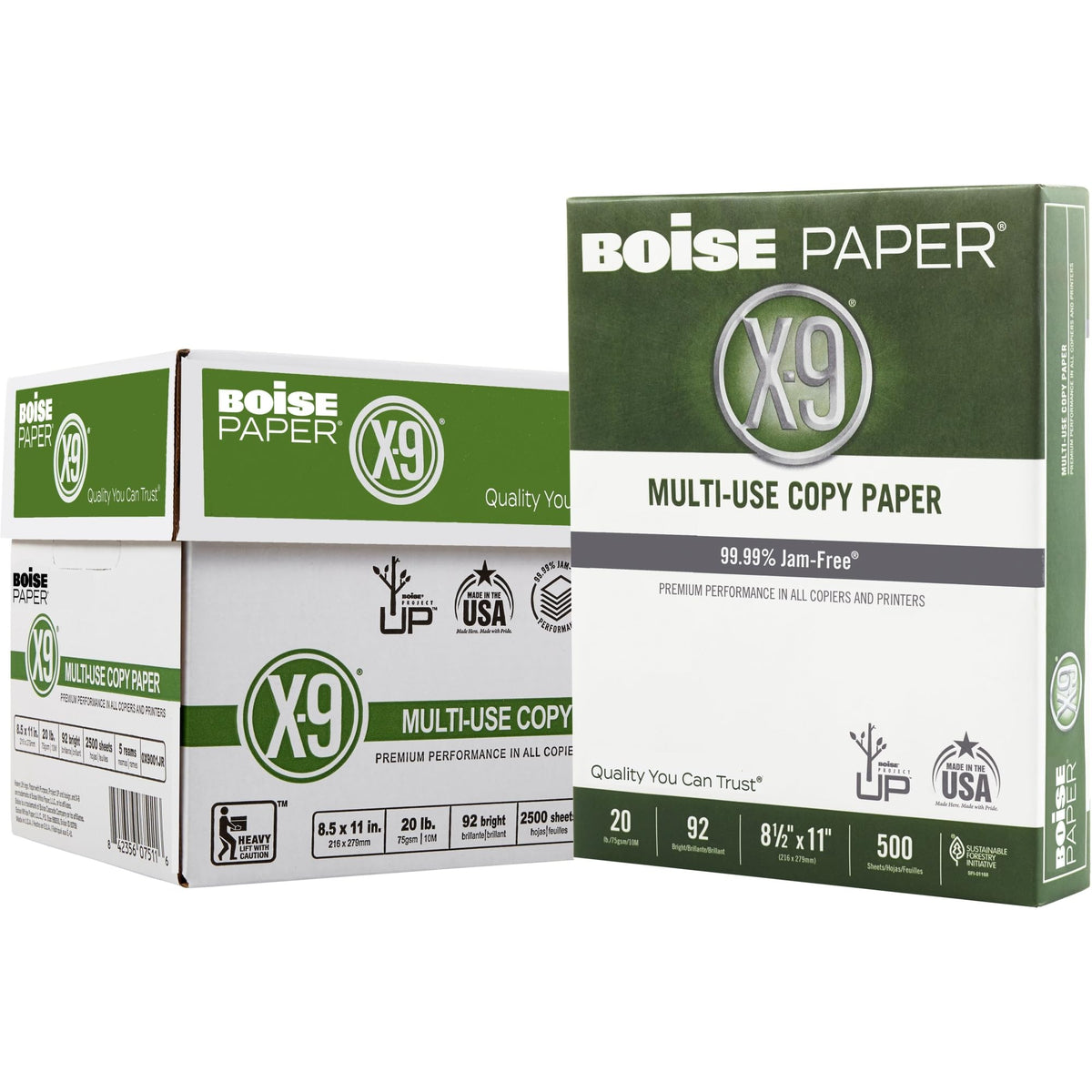 Boise X-9 Multi-Use Printer & Copy Paper, 5 Reams, White, Ledger (11in x 17in), 2500 Sheets Per Case, 20 Lb, 92 Brightness