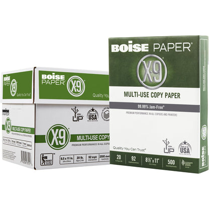 Boise X-9 Multi-Use Printer & Copy Paper, 5 Reams, White, Ledger (11in x 17in), 2500 Sheets Per Case, 20 Lb, 92 Brightness