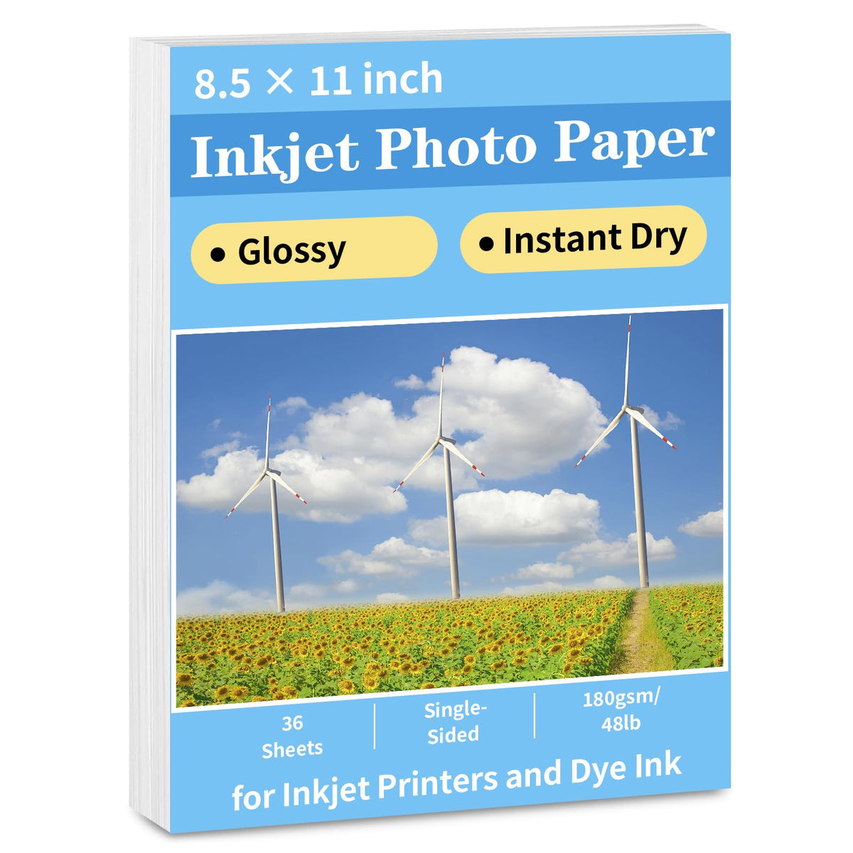 Reastar Glossy Photo Paper 8.5 × 11, 36 Sheets Inkjet Photo Printer Paper