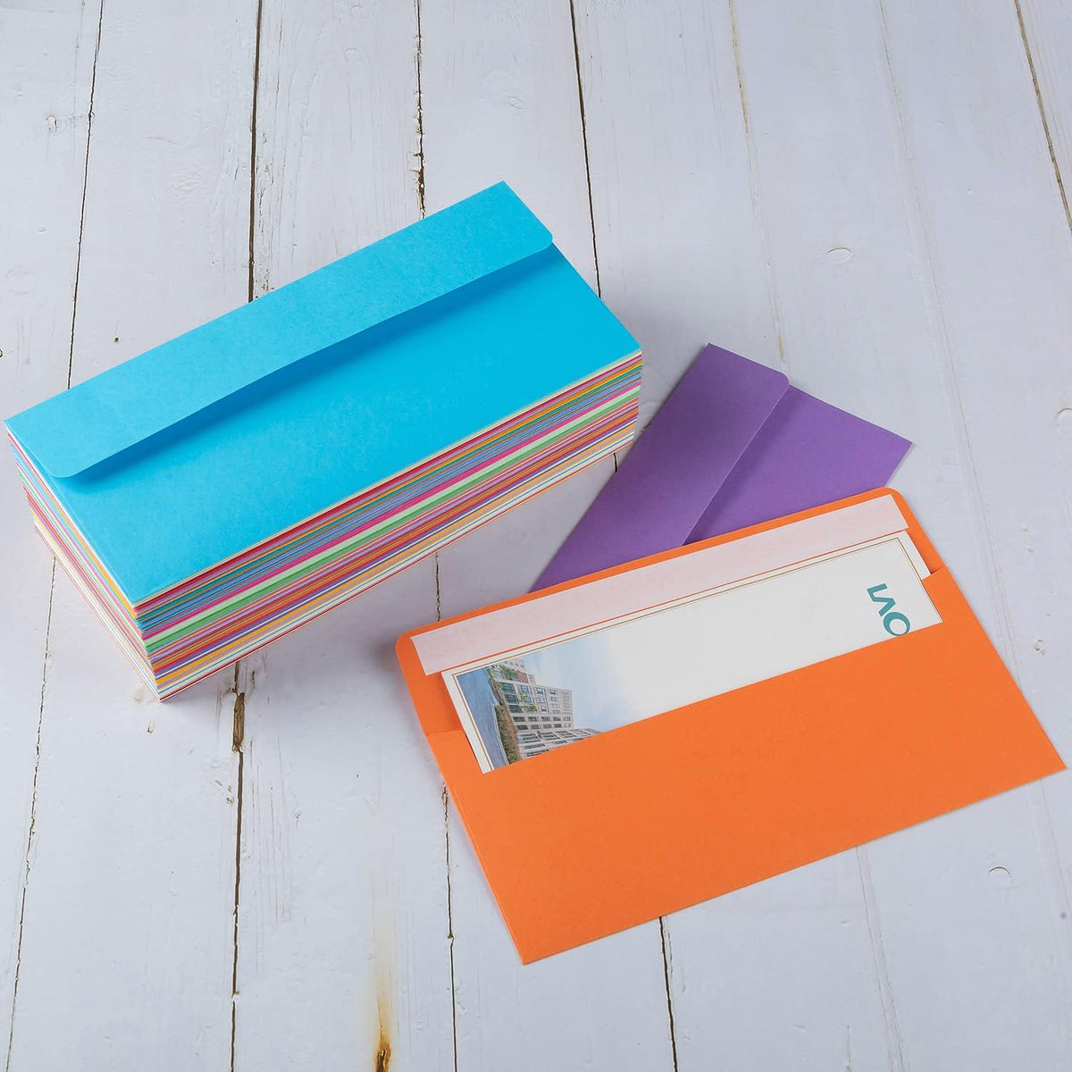 50 Pack Colorful #10 Business Envelopes Self Seal Letter Envelope