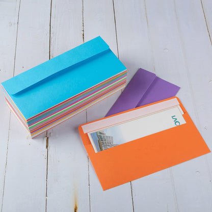 50 Pack Colorful #10 Business Envelopes Self Seal Letter Envelope