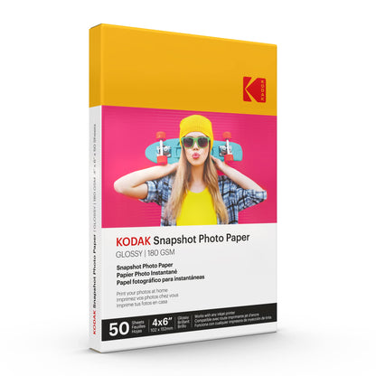 KODAK Photo Paper Gloss 8.5 X 11 SNAPSHOT 50 count, 48lb-180 g/m 2-8.5MIL (41301)