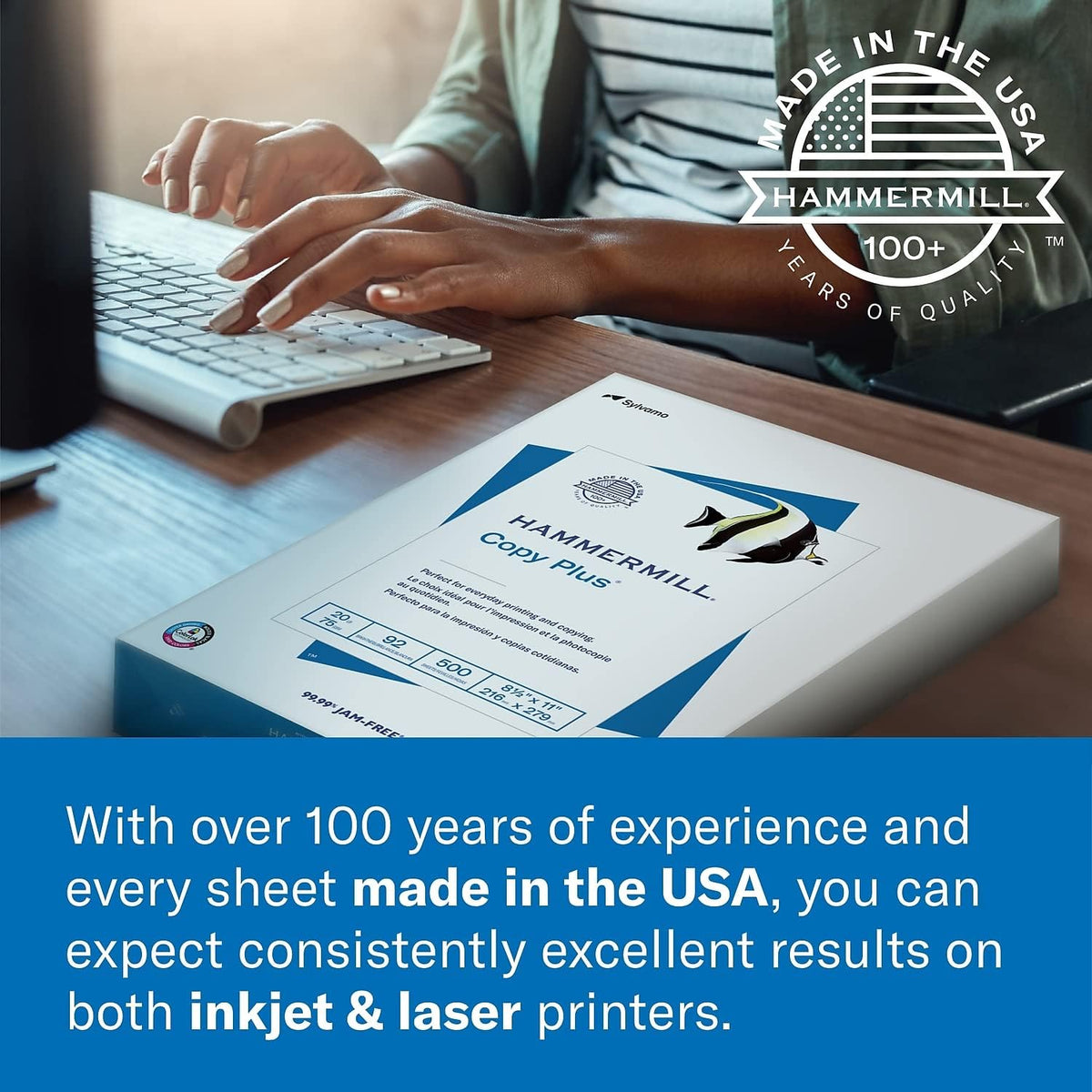Hammermill Cardstock, Premium Color Copy, 80 lb, 8.5 x 11 - 1 Pack (250 Sheets) - 100 Bright, Made in the USA Card Stock, 120023R, White