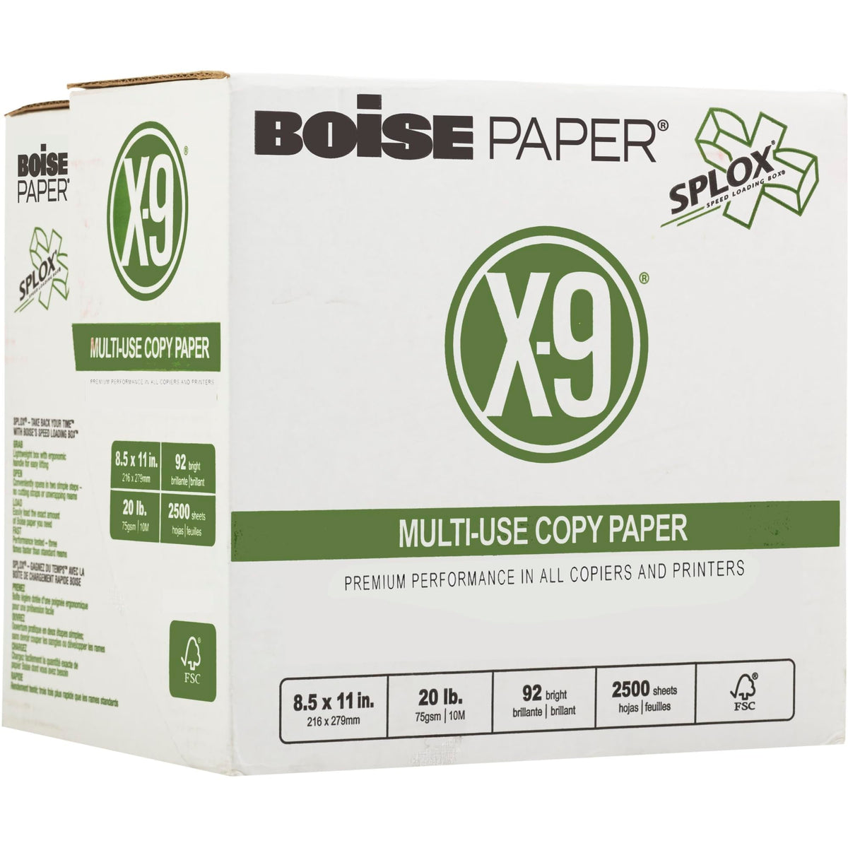 Boise X-9 Multi-Use Printer & Copy Paper, 5 Reams, White, Ledger (11in x 17in), 2500 Sheets Per Case, 20 Lb, 92 Brightness