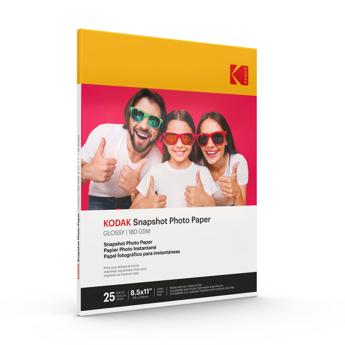 KODAK Photo Paper Gloss 8.5 X 11 SNAPSHOT 50 count, 48lb-180 g/m 2-8.5MIL (41301)