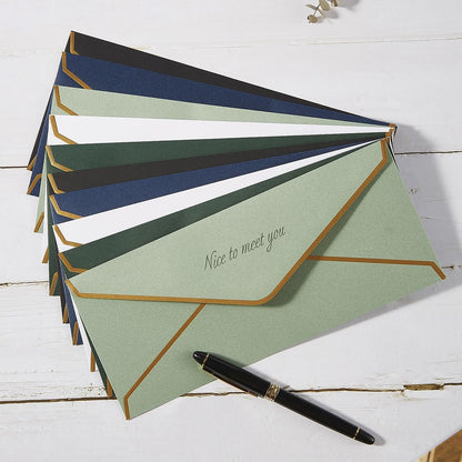 100 Pack #10 Business Envelopes with Gold Stickers, Black