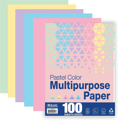 BAZIC Products Pastel Multipurpose Paper, 8.5 x 11 in, 100 Sheets