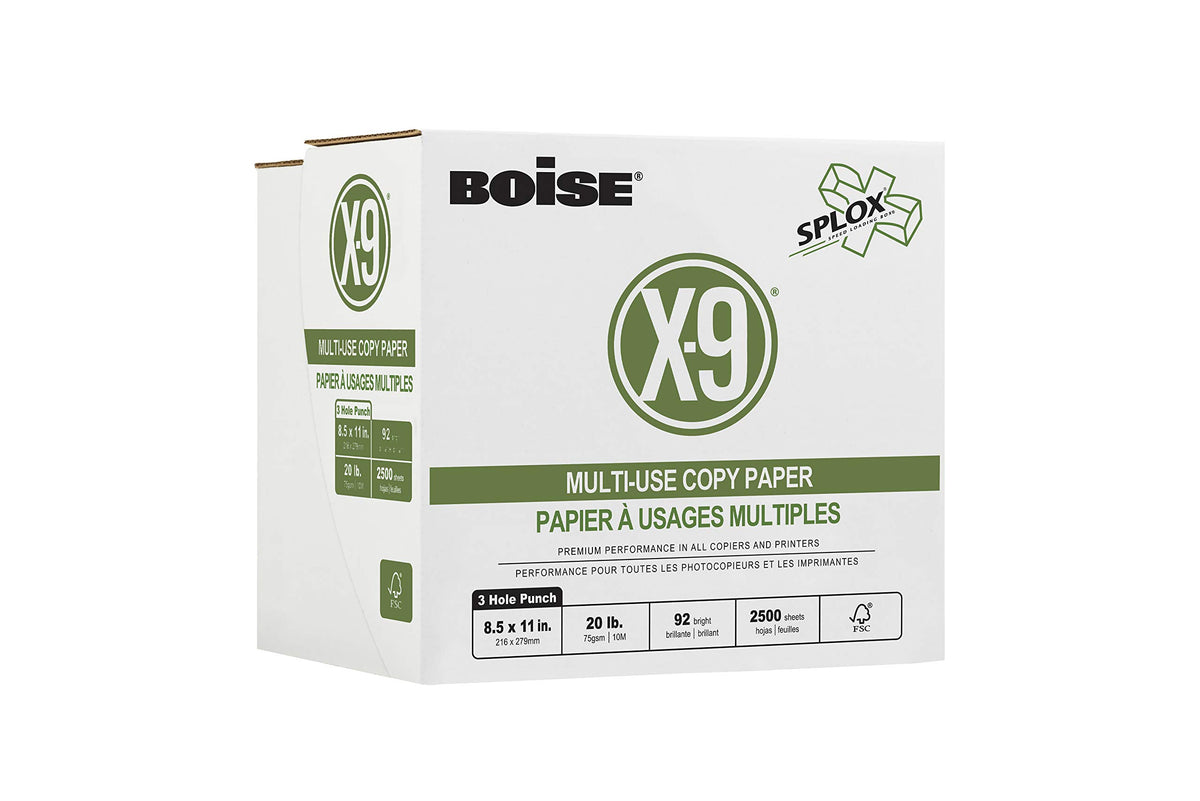 Boise X-9 Multi-Use Printer & Copy Paper, 5 Reams, White, Ledger (11in x 17in), 2500 Sheets Per Case, 20 Lb, 92 Brightness