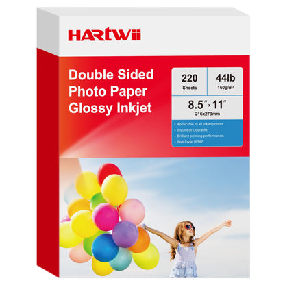 220 Pack Double Sided Photo Paper Glossy Inkjet 8.5x11 32lb 120gsm A4 Letter Size for All Dye Ink Printers for Custom Chip Bag Party Favors, Brochure Paper, Flyers Paper