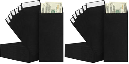 BONUS++ Envelope Set - 120 Envelopes for Cash, Checks, & Tickets; 80GSM, 3.2x6.6 inch Black Envelopes - Perfect for Cash Challenge Savers