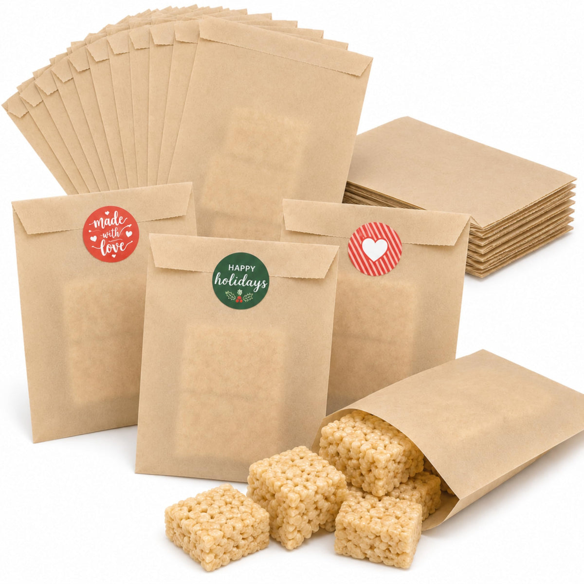 Quotidian Brown Flat Medium Kraft Paper Bags 4x6 in, 100 Count