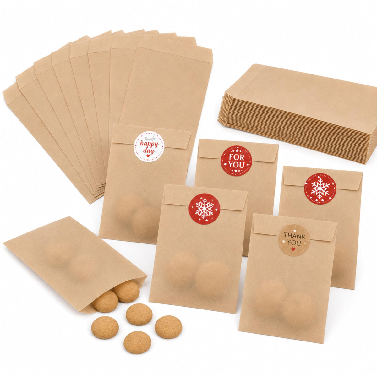 Quotidian Brown Flat Medium Kraft Paper Bags 4x6 in, 100 Count