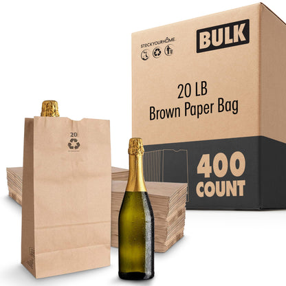 Stock Your Home 20 Lb Kraft Big Brown Paper Bags (100 Count) - Bulk Disposable Liquor Bottle Sacks, Extra Large Size Blank Bag, Good for Big Lunch, Grocery Food Shopping, and Arts & Crafts Projects