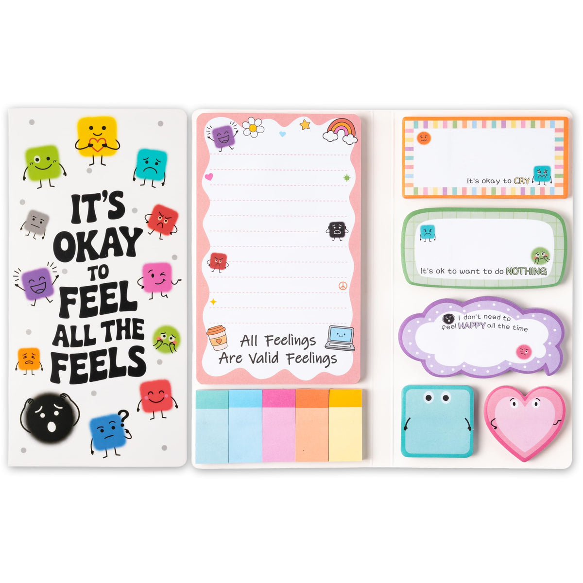 B1ykin Sticky Notes Set - 550 Sheets Memo Writing Pad Cat Floral Design