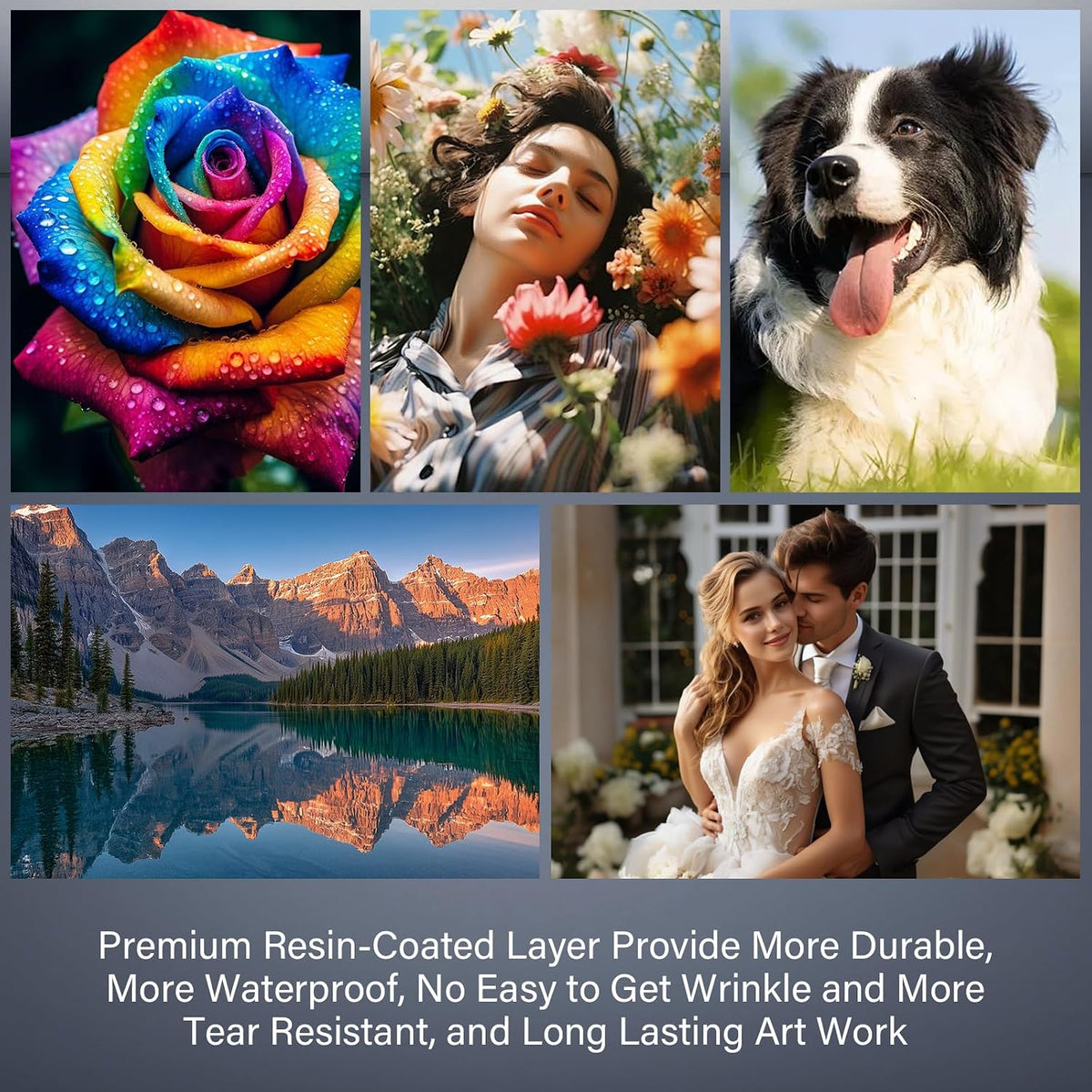 1 x Premium RC Glossy Photo Paper Roll 36 inch x 100 ft. 250 gsm. Inkjet print (New Upgrade, plastic film layer in the back, more durable more waterproof, no easy to get wrinkle) fast dry