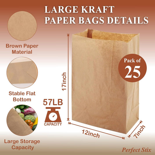 57 Lb Kraft Brown Paper Bags- Pack of 25ct