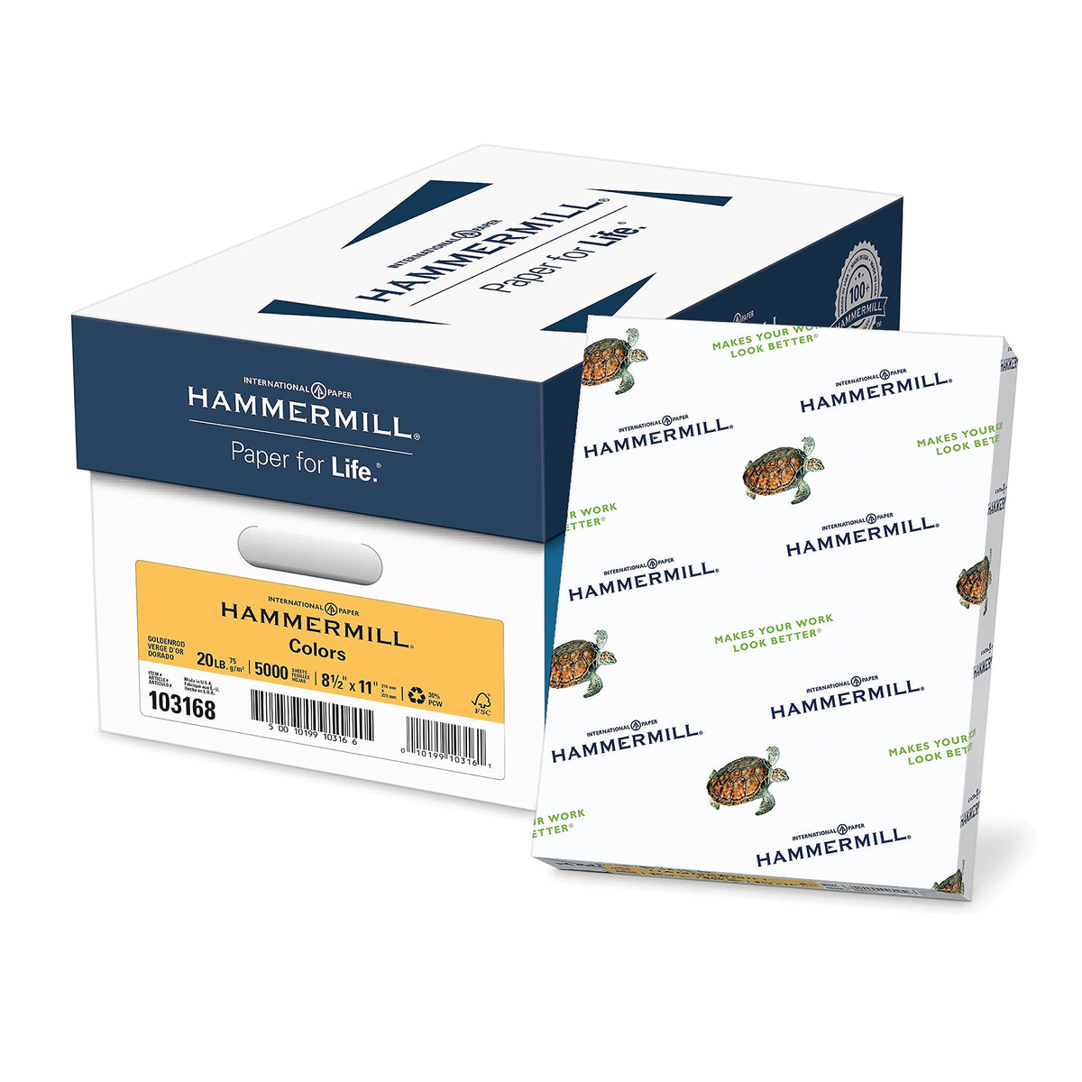 Hammermill Colored Paper, 20 lb Goldenrod Printer Paper, 8.5 x 11-1 Ream (500 Sheets) - Made in the USA, Pastel Paper, 103168R