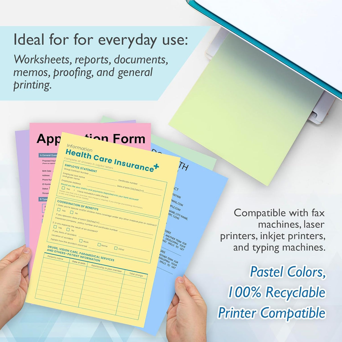 BAZIC Products Pastel Multipurpose Paper, 8.5 x 11 in, 100 Sheets