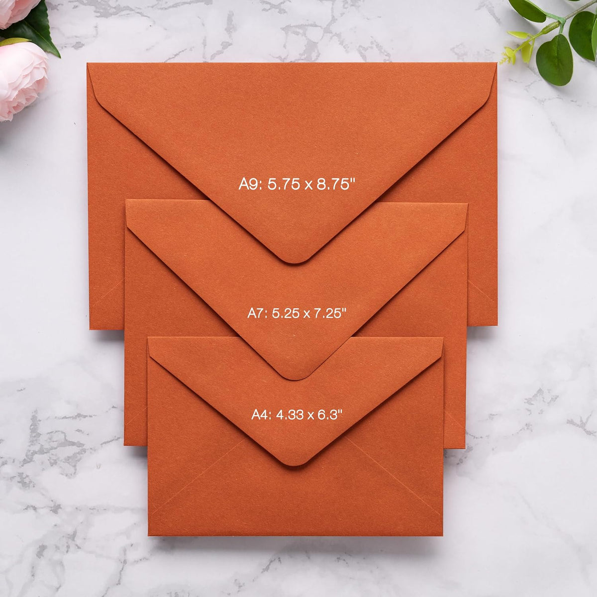 PONATIA A9 Envelopes, 5.75 x 8.75'' Burnt Orange Wedding Mailing Envelopes