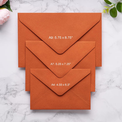 PONATIA A9 Envelopes, 5.75 x 8.75'' Burnt Orange Wedding Mailing Envelopes