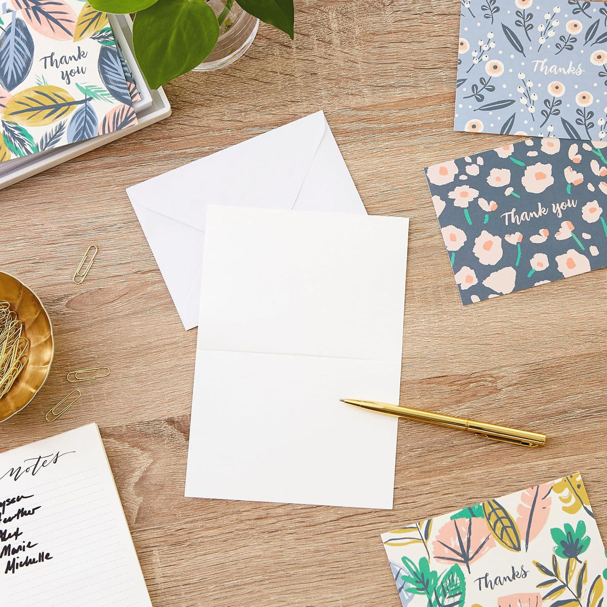 Hallmark Bulk Thank You Cards, Assorted 48-Pack (Painted Florals)